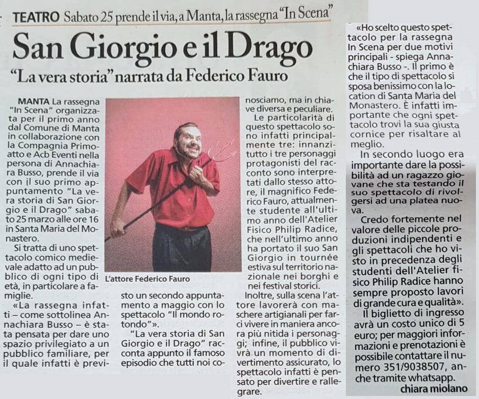 Corriere di Saluzzo - la prima di San Giorgio e il Drago